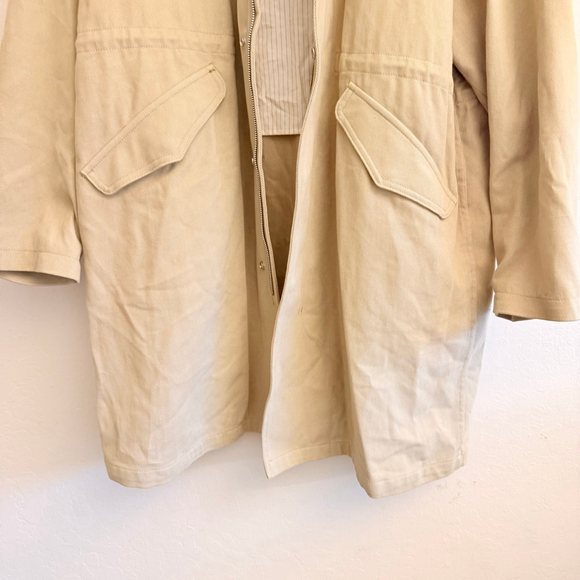 ZARA Women's Beige Full Zip Utility Hooded Coat Jacket Size Medium - Picture 3 of 7